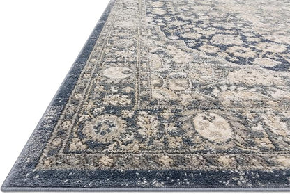 Loloi Teagan Collection TEA-01 Denim/Mist 2'-8" x 10'-6" Runner Rug, Large, Soft Neutral Rug, High-Traffic for Living Room, Bedroom, Home Office, Dining Area