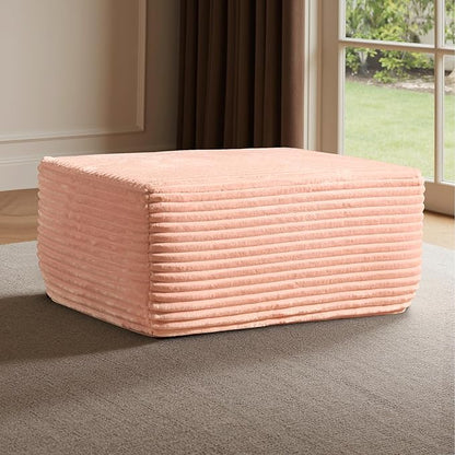 Removable Ottoman Can be Footrest Or Side Table, Idea for Living Room Bedroom Balcony(Plush Fabric, Pink)
