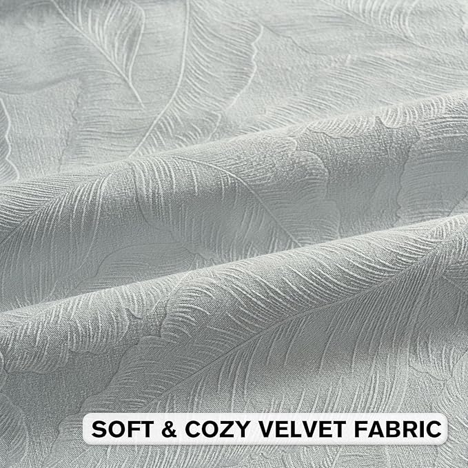 FUTEI Light Blue Velvet Throw Pillow Covers 12x20 Inch Set of 2,Soft Embossed Leaf-Relief Textured Lumbar Pillow Cases,Natural Home Decor for Couch Living Room