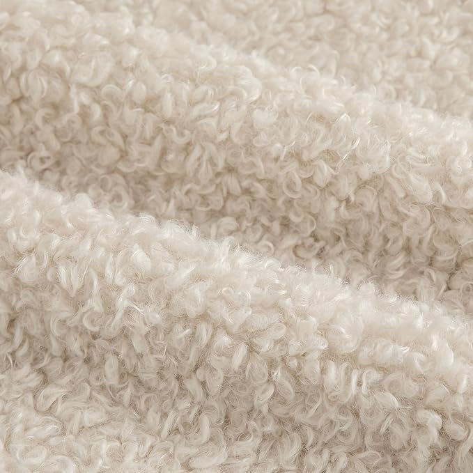 Pack of 2 Curly Teddy Wool Faux Fur Throw Pillow Covers Fuzzy Accent Soft Sherpa Pillowcases Sheepskin Fleece Decorative Cushion Case for Sofa Couch Living Room 12x20 Inch Neutral Light Beige