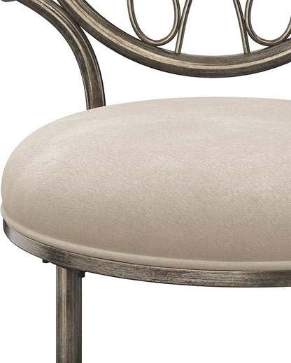 Hillsdale O'Malley Metal Vanity Stool with Spiral Pattern Design, Antique Brass