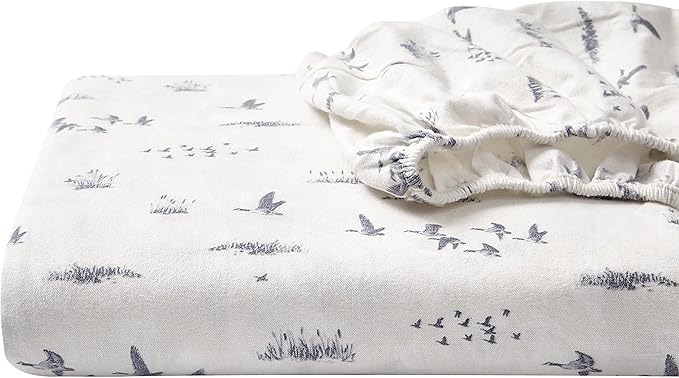 Eddie Bauer - Flannel Sheets Full Size, Anti-Pilling & Wrinkle Resistant Cotton, Touchably Soft for All-Season Comfort - Bed Sheets with Matching Pillowcases & Fitted Sheet (Geese Meadow Yellow)