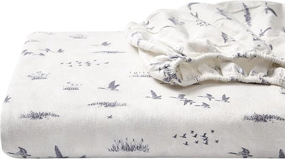 Eddie Bauer - Flannel Sheets King Size, Anti-Pilling & Wrinkle Resistant Cotton, Touchably Soft for All-Season Comfort - Bed Sheets with Matching Pillowcases & Fitted Sheet (Geese Meadow Yellow)