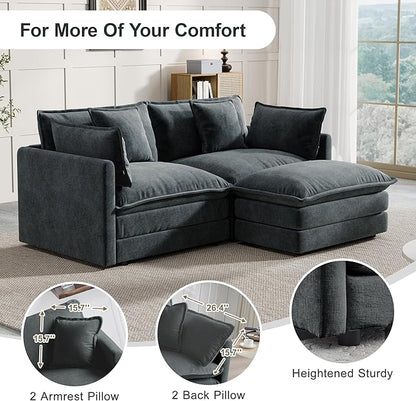 Modular Sectional Sofa, 76.7 Inch L-Shaped Cloud Sofa with Deep Seat Comfortable Chenille Sofa with Cushion Double Sectional Sofa for Living Room Apartment,Gray