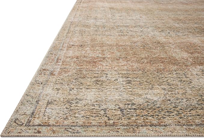 Loloi Amber Lewis Cambria Collection CBR-08 Ocean/Brick 5'-0" x 7'-6" Area Rug Jute, Neutral, Vintage Style, Antique Tone, Living, Bedroom, Dining, Carpet