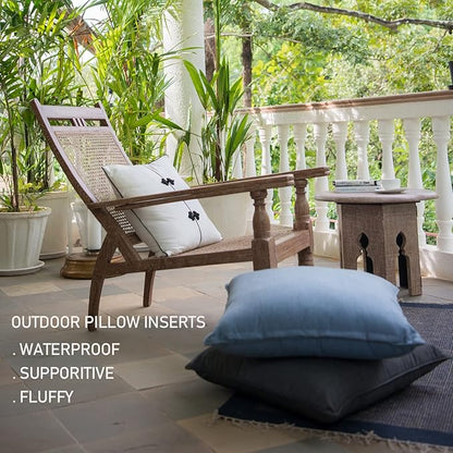 20 x 20 Outdoor Pillow Inserts Pack of 4 Patio Furniture Pillows Cushion Waterproof Square Throw Pillow Inserts Decorative Couch Pillow Inserts White Sofa Sham Cushion Stuffer