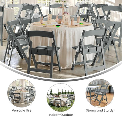 Flash Furniture Hercules Set of 2 Kids Gray Resin Folding Chairs with Gray Vinyl Padded Seats