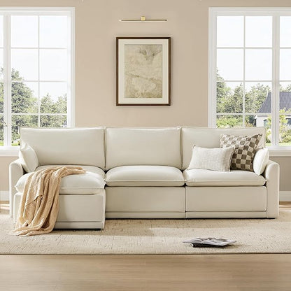 CHITA 113" Oversized Cloud Sectional Couch, Modern Modular Sectional Sofa Set for Living Room, 4 Seater L Shaped Couch, Cream