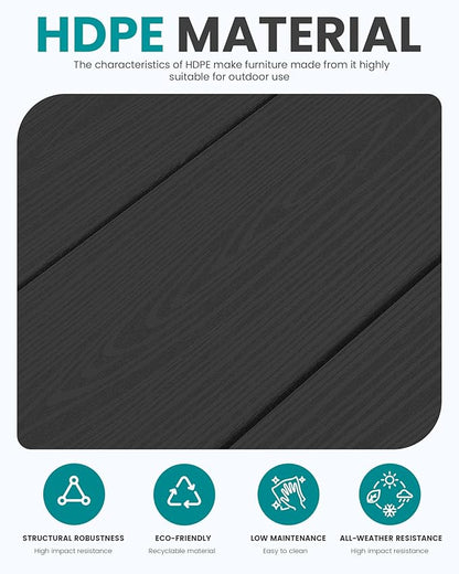 SERWALL Outdoor Loveseat, Black Frame and Grey Cushion