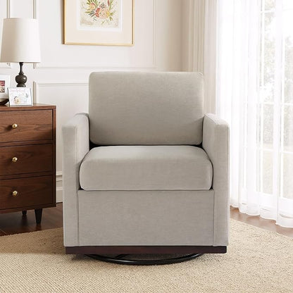 UIXE Swivel Accent Chairs Set of 2, Chenille Upholstered Armchair Comfy Club Chair for Living Room, Mid Century Modern Arm Chair Single Sofa Nook Bedroom Side Reading Seat - Beige