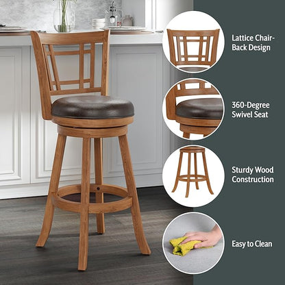 Hillsdale Fairfox 30.5" Wood Swivel Bar Height Stool, Oak