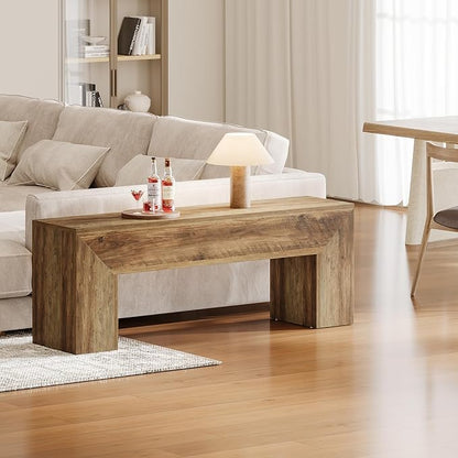 Tribesigns 47'' Wooden Entryway Bench, Farmhouse Entry Bench Seat, Indoor End of Bed Bench with Storage Capability for Living Room, Bedroom, Hallway, Easy Assembly, Oak Brown