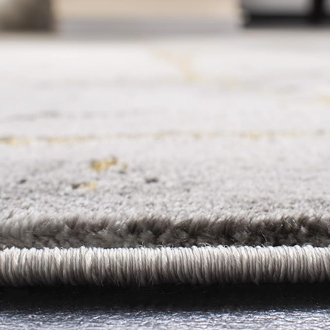 SAFAVIEH Craft Collection Area Rug - 12' Square, Grey & Gold, Modern Abstract Design, Non-Shedding & Easy Care, Ideal for High Traffic Areas in Living Room, Bedroom (CFT877F)