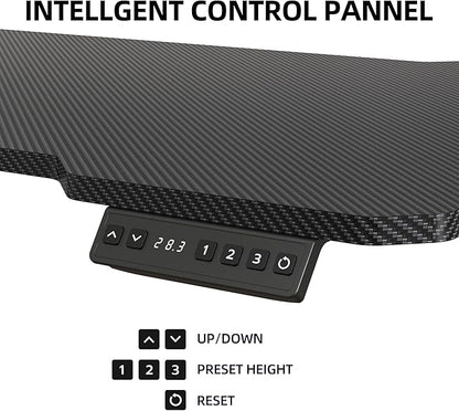 59 Inch L Shaped Standing Desk with Shelves and Keyboard, Electric Corner Standing Desk Adjustable Height, Sit Stand Computer Table with Reversiable Splice Board,Black Carbon Top