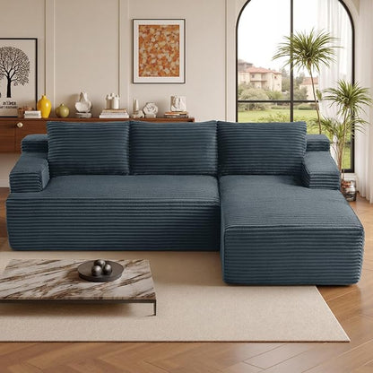 96''Sectional Couches for Living Room,Modern Modular Sectional Sofa,Upholstered Boneless Couch with Pockets,Comfy Cloud Couch with L Shaped Chaise (Dark Grey, 96''W Right Facing Chaise)