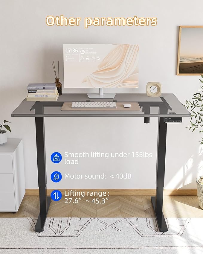 YIHAYO Standing Desk Frame, DIY Workstation, Frame Only, Adjustable Desk with Memory Smart Pannel, Computer Table for Home Office (Black)