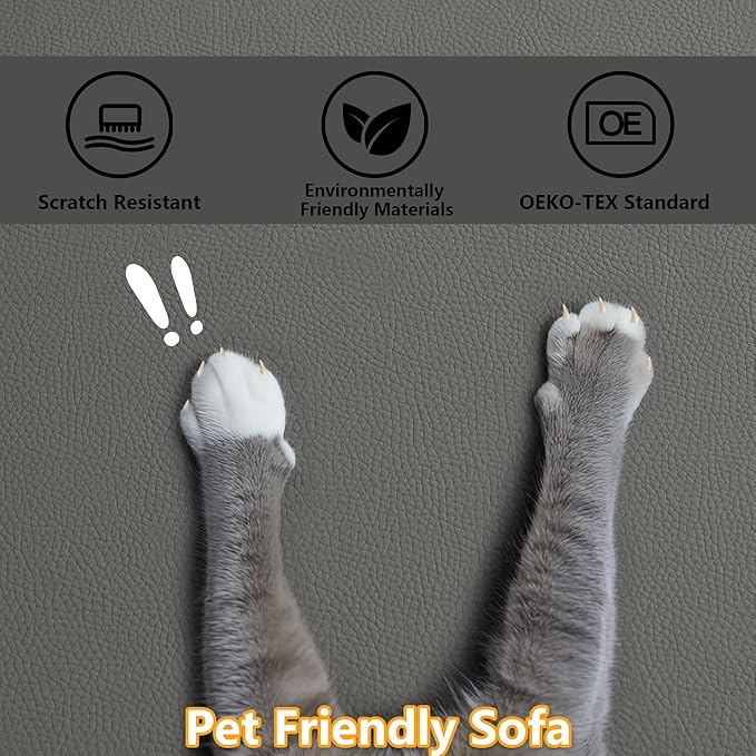 EASE MOOSE Oversized U Shaped Couch,Modular Sectional Convertible Sofa with Wide Deep,Extra Large Faux Leather Scratch Resistant Modern Couch for Big Spaces,Grey