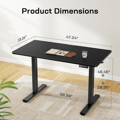 Marsail Electric Standing Desk with One-Piece Desktop,48 x 24 Height Adjustable Office Gaming Computer Desk with Tabletop,Home Office Stand up Desk with 4 Memory Presets, Table for Bedroom(2 Packages)
