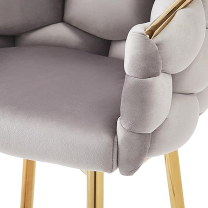 Christopher Knight Home Barrel Counter Stools,Velvet Counter Height Barstools, Modern Luxury Makeup Stool Upholstered Chairs with Gold Legs(Set of 2),Gray