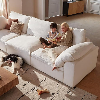 Modular Cloud Sofa, 78.7" Cloud Sectional Couches with Deep Seat，Oversized Loveseat Sofa for Living Room, Modern Comfy Couch with Washable Cover, Wide Armrest (White)