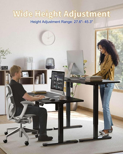 YIHAYO Electric Standing Desk, 48 x 24 Inches Stand Up Desk with Splice Board, Adjustable Height Desk, Computer Desk for Home Office, Black Frame/Black Top