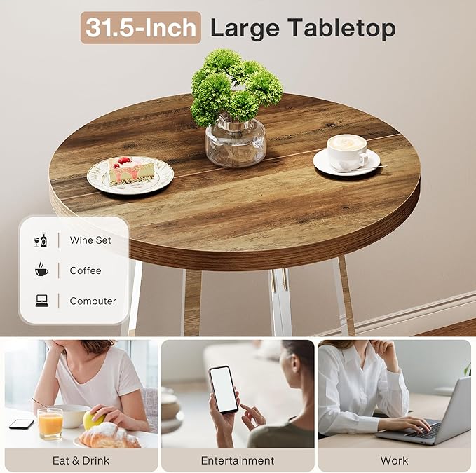 Tribesigns Round Bar Table, 40.2" High Bistro Pub Table with Crossed Metal Legs, Counter Height Cocktail Table for Home Bar, Living Room, Small Space