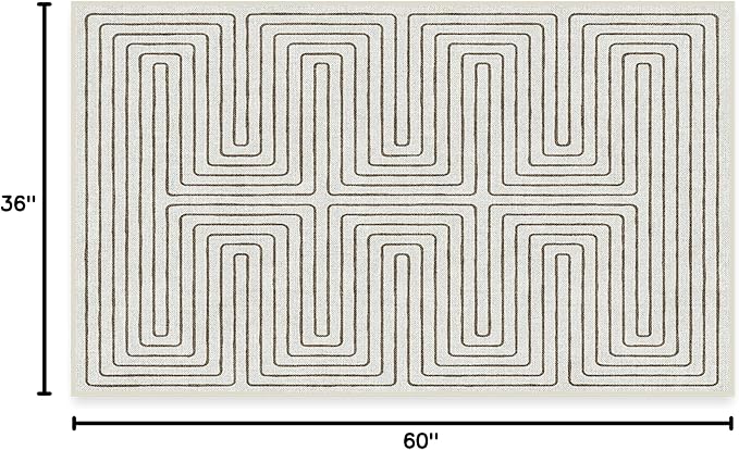 RUGGABLE x Jonathan Adler Machine Washable Modern Area Rug – Labyrinth Camel/Ivory 3x5, Stain-Resistant, Non-Slip – Small Rugs for Living Room, Bedroom, Hallway, Entryway & Office–with Cushioned Pad