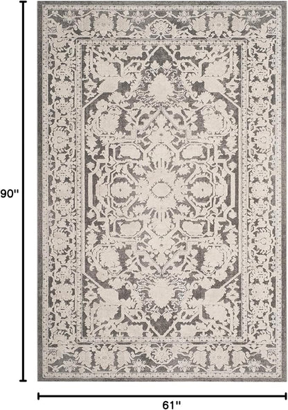 SAFAVIEH Reflection Collection Area Rug - 5'1" x 7'6", Dark Grey & Cream, Non-Shedding & Easy Cleaning, Ideal for Living Room, Bedroom (RFT665B)