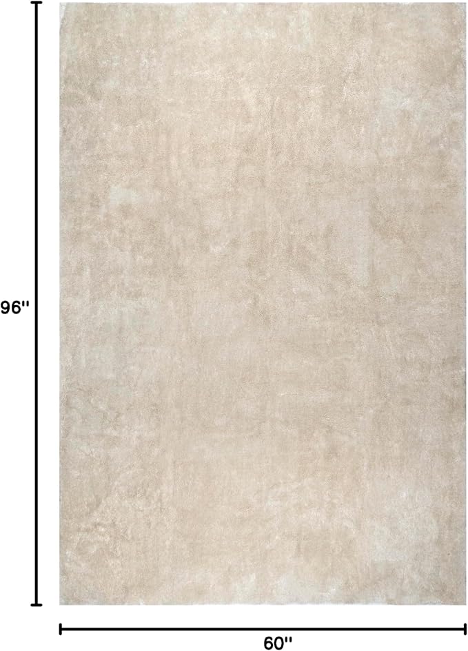 nuLOOM 5' x 8' Cozy Plush Area Rug, Machine Washable, Non-Slip, Soft Fluffy Shag Carpet for Living Room Bedroom Kids Room Nursery Home Decor, Loni Cream