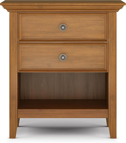 SIMPLIHOME Amherst SOLID WOOD 24 Inch Wide Traditional Bedside Nightstand Table in Light Golden Brown, For the Living Room and Bedroom
