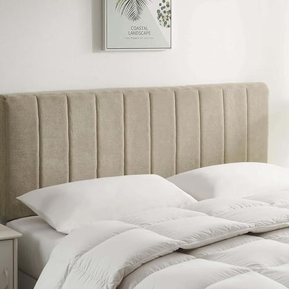 Upholstered King Headboard - Easy Assemble Channel Stitched Headboard King Size Bed - Wall Mounted Headboards with 3D Soundproof Wall Panels Peel & Stick Floating Headboards, Linen