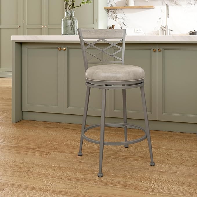 Hillsdale Hutchinson Swivel Counter Height Stool, Pewter