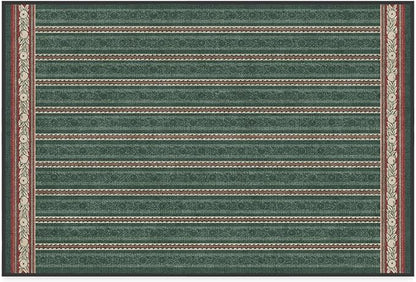 RUGGABLE x Morris & Co Machine Washable Area Rug – Fruit Stripe Spruce Green 2x3, Stain-Resistant, Non-Slip – Small Rugs for Living Room, Bedroom, Hallway, Entryway & Bathroom–with Standard Pad