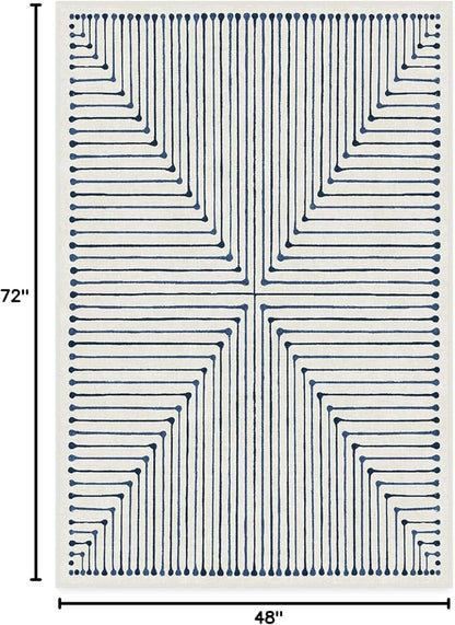 RUGGABLE x Jonathan Adler Machine Washable Modern Area Rug – Inkdrop Slate Blue 4x6, Stain-Resistant, Non-Slip – Medium Rugs for Living Room, Bedroom, Hallway, Entryway & Office–with Standard Pad