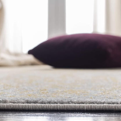 SAFAVIEH Evoke Collection Area Rug - 3' Round, Ivory & Gold, Distressed Design, Non-Shedding & Easy to Clean, Ideal for Foyer, Bedroom, Accent Space (EVK256B)