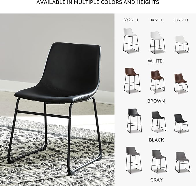 Signature Design by Ashley Centiar Mid Century Dining Room Bucket Chair, 2 Count, Black