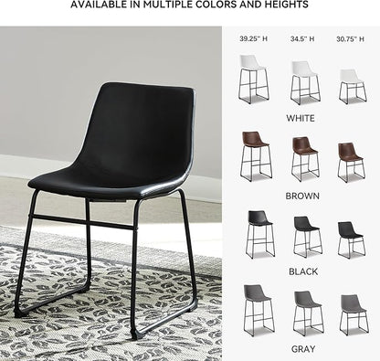 Signature Design by Ashley Centiar Mid Century Dining Room Bucket Chair, 2 Count, Black