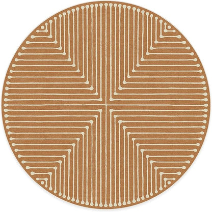 RUGGABLE x Jonathan Adler Machine Washable Modern Area Rug – Inkdrop Copper 6 ft Round, Stain-Resistant, Non-Slip – Medium Rugs for Living Room, Bedroom, Hallway, Entryway & Office–with Standard Pad