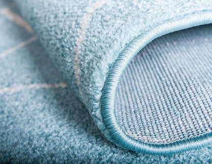 Unique Loom Trellis Frieze Collection Area Rug - Geometric (5' 1" x 8', Light Blue/ Ivory)