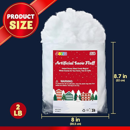 JOYIN 2 LB Fake Snow Cotton Christmas Decorations, Soft Snow Blanket for Christmas Village Accessories Indoor Winter Artificial White Clouds Craft Indoor Home Decor Tree Snowman Scene Display