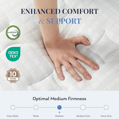 Queen Mattress, 12 Inch Queen Size Hybrid Mattresses in a Box, Medium Feel Foam and Individual Pocket Springs, Fiberglass Free Bed Mattress, Extra Edge Support, Pressure Relief, CertiPUR-US, Blue