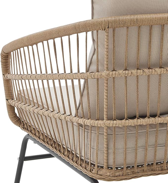 Barton 5-Pieces Outdoor Patio Sets Space Saving Rattan Chairs with 2-Side-Table Patio Sofa Sets Cushioned Seating and Back Set (Beige)