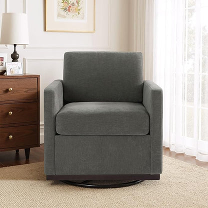 UIXE Swivel Accent Chairs Set of 2, Chenille Upholstered Armchair Comfy Club Chair for Living Room, Mid Century Modern Arm Chair Single Sofa Nook Bedroom Side Reading Seat - Gray