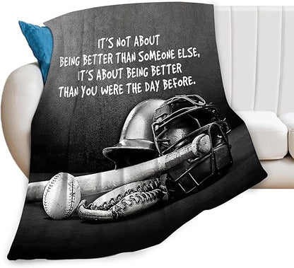 Baseball Throw Blanket for Kids & Adults - Soft, Warm & Cozy Fleece Blanket for Couch, Sofa & Bed - 40"x50"
