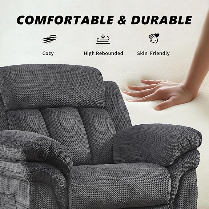 CANMOV Recliner Sofa Set, Oversize Power Lift Recliner Chair and Manual Loveseat with Overstuffed Armrest for Living Room,Bedroom Furniture,Office,1+3 Seat Grey