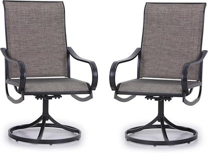 PHI VILLA Patio Swivel Dining Chairs Set of 2, Outdoor Metal Chair with Textilene Mesh Fabric, Patio Chair with Armrest, Black Frame for Patio Deck Garden