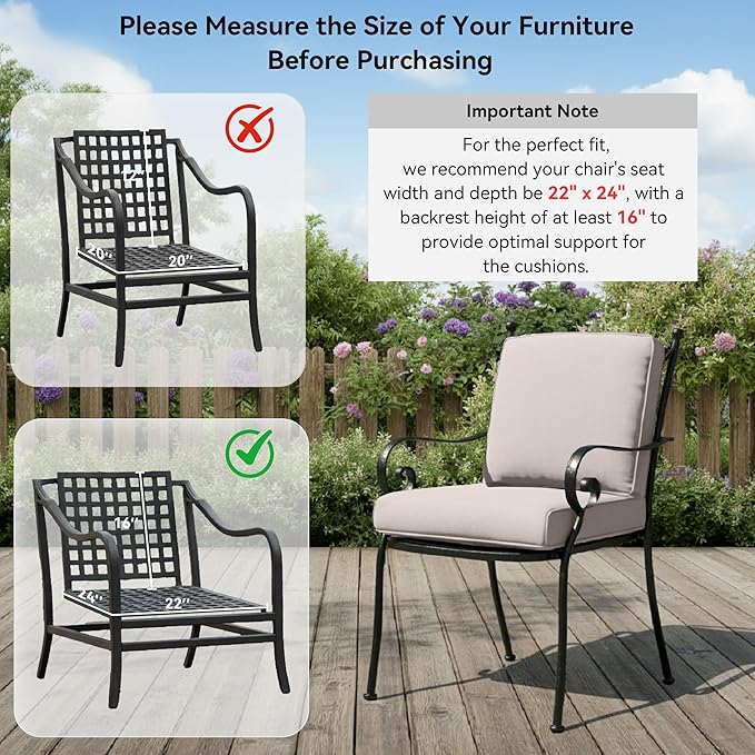 8-Piece Outdoor Patio Cushion Set - Fade & Water Resistant with Removable Olefin Cover, 22x24x4 Inch Memory Foam Cushions for Wicker Sectional Sofa – Beige/Regular
