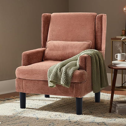 Accent Chair for Living Room Chairs Upholstered Oversized Reading Chair Armchair Accent Chairs for Living Room Chair with High Back and Wood Legs, Arm Chair Comfy Chair for Bedroom(Orange red)