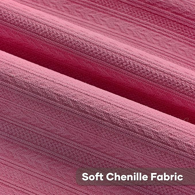 FUTEI Hot Pink Decorative Throw Pillow Covers 16x16 Inch Set of 2,Soft Cozy Wheat Ear Striped Patterns Cushion Cases,Modern Home Decor for Couch Bed Living Room