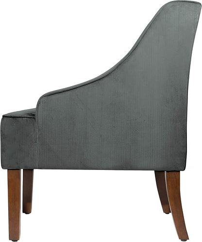 Homepop Home Decor Upholstered Classic Swoop Arm Accent Chair Accent Chairs for Living Room & Bedroom Decorative Home Furniture, Dark Grey